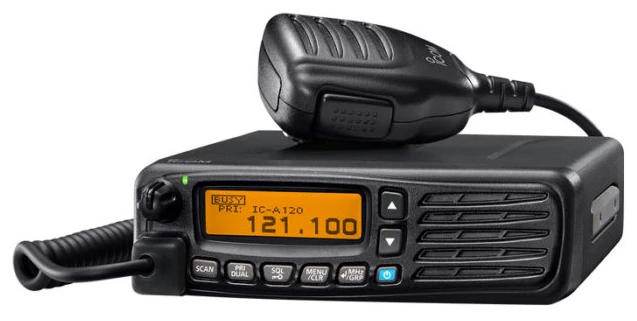 Icom IC-A120E aviation mobile radio and microphone