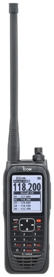 Icom IC-A25CE aviation handheld radio, front view