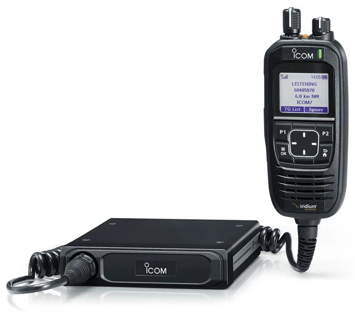 Icom IC-SAT100M main unit and remote speaker microphone