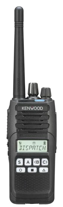 Kenwood NX-1200DE2 portable radio, front view, display and standard keypad