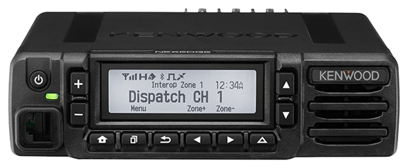 Kenwood NX-3720E mobile radio, front view with LCD display