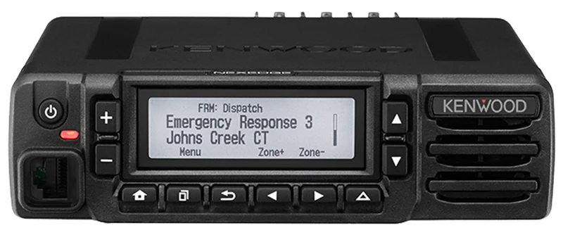Kenwood NX-3720GE mobile radio, front view with LCD display